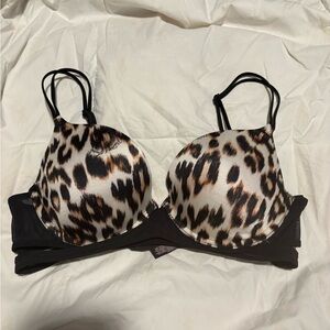 Victoria's Secret Leopard Print Bra with Black Straps